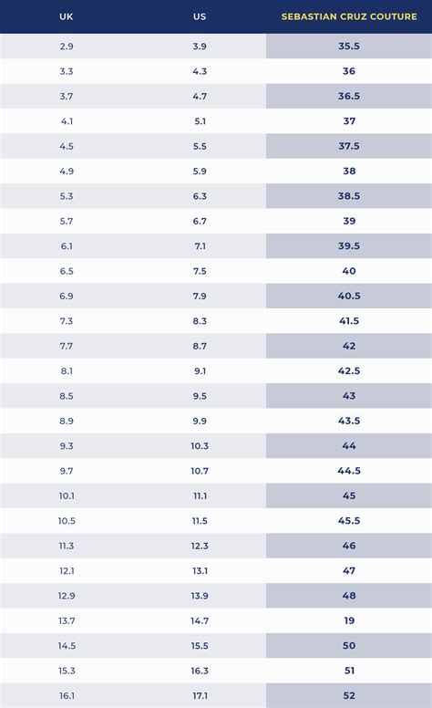 loafers size chart.